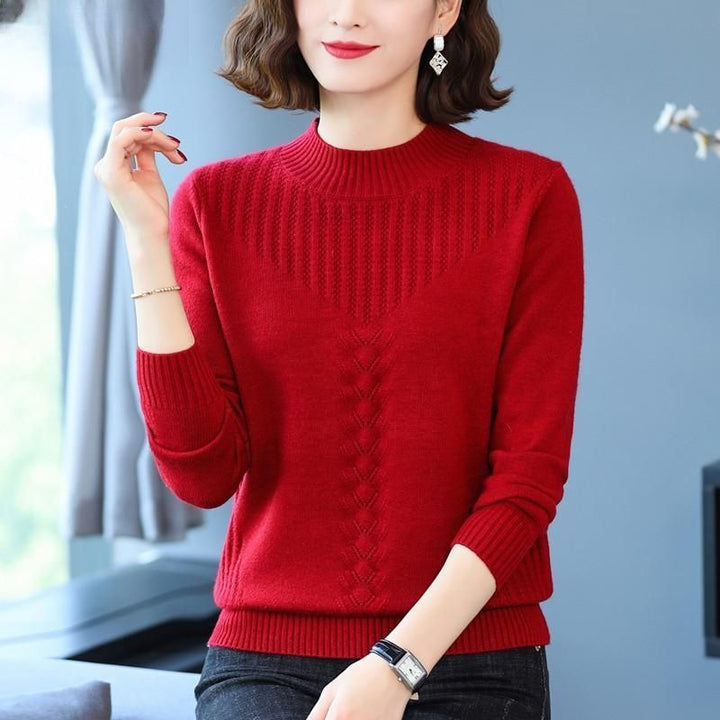 Kvindernes elegante strikkede sweater med moderne kabelmønster Stilla