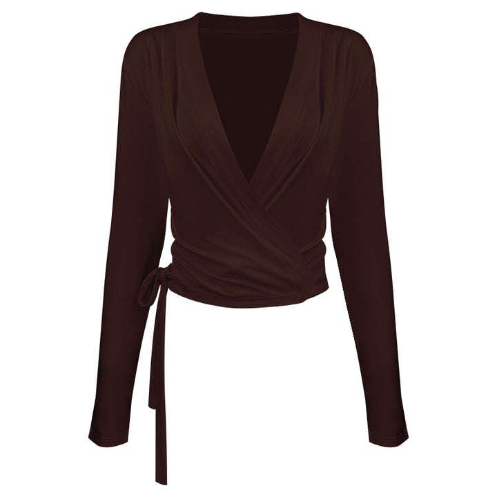 Dame indpakningsbluse med elegant V-hals og fint stof Stilla