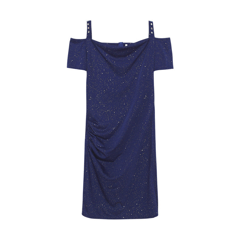 Off-Shoulder Rynke Slip-Kjole Stilla