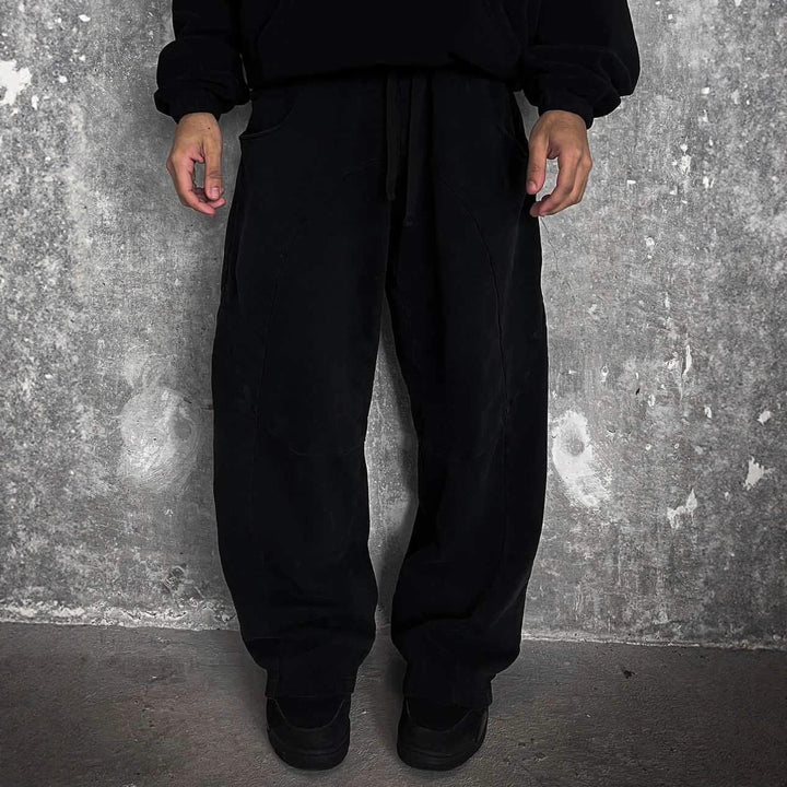 Herren nan Oversize-fritidsjogger med bølgede syninger, snoretræk og elastiske benafslutninger Skovae