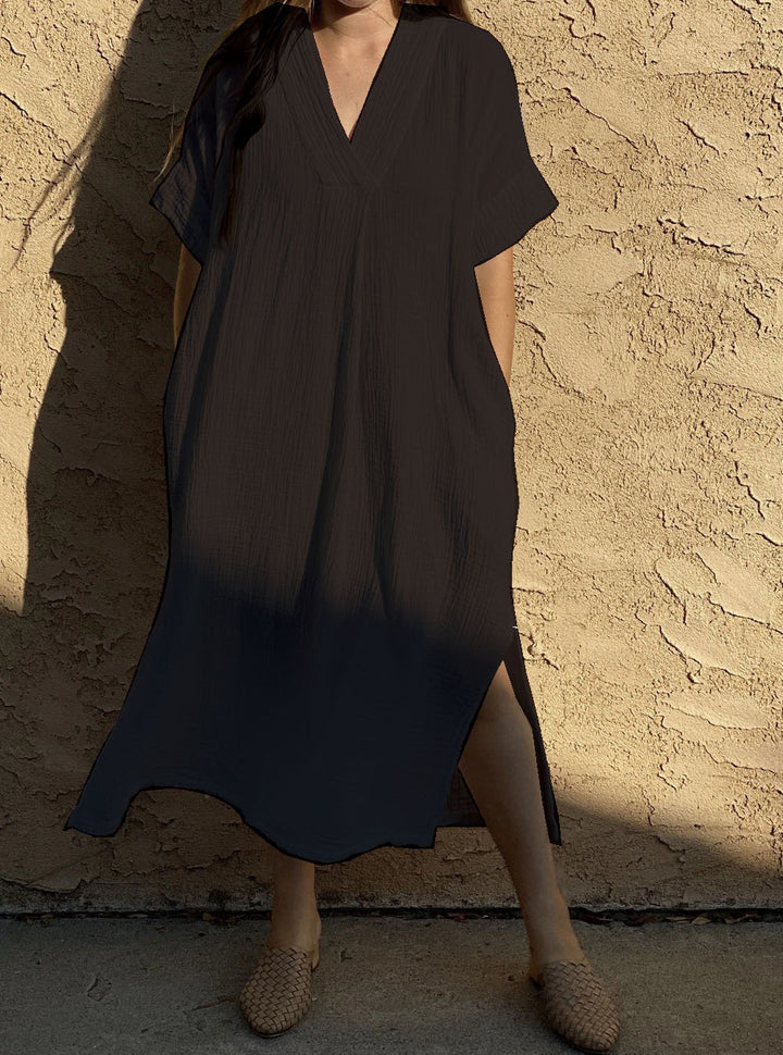 Damer casual maxikjole i let muslin med sideslids Stilla