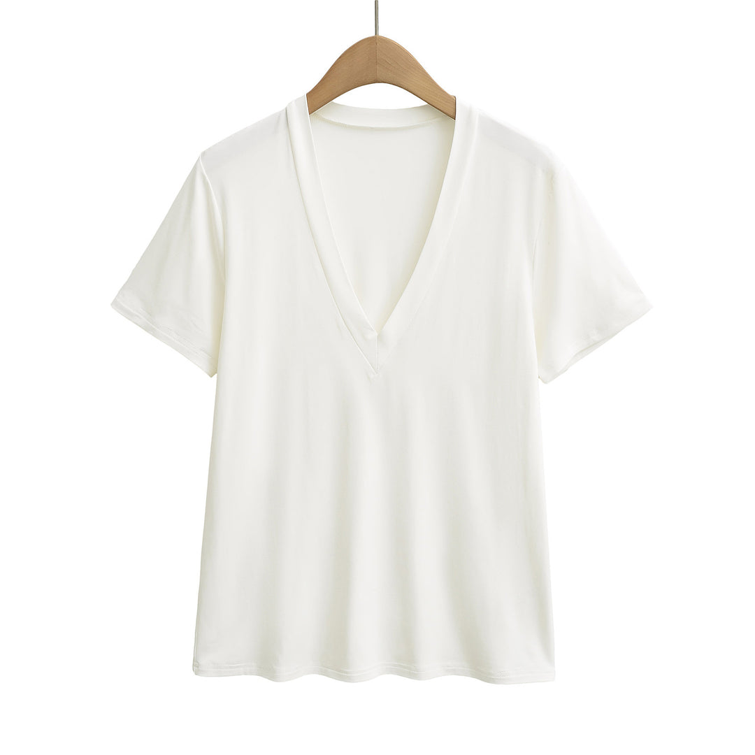 Dame V-hals T-shirt med blødt komfortmateriale Stilla