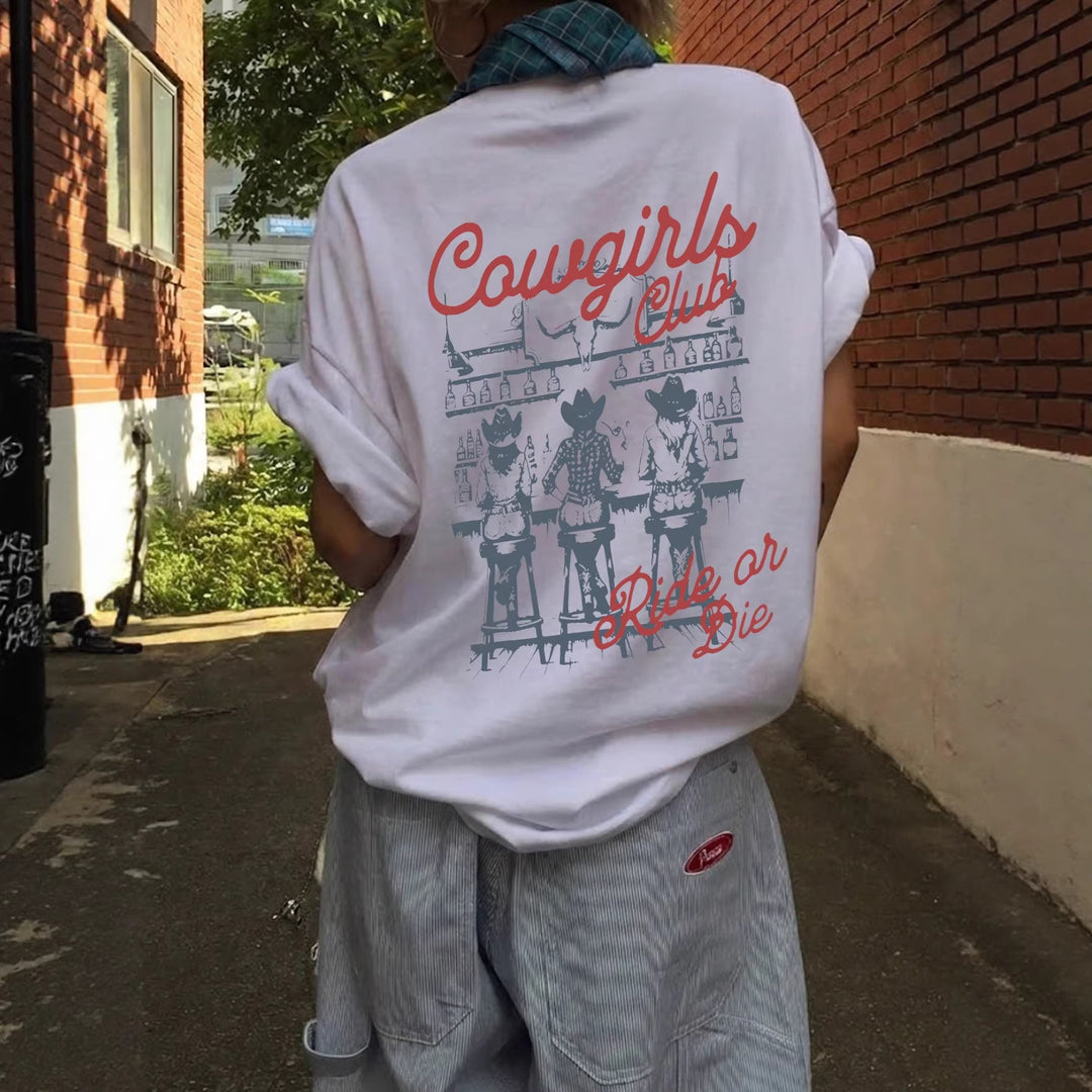 Dame Oversize T-Shirt med Retro Cowgirl-motiv Skovae