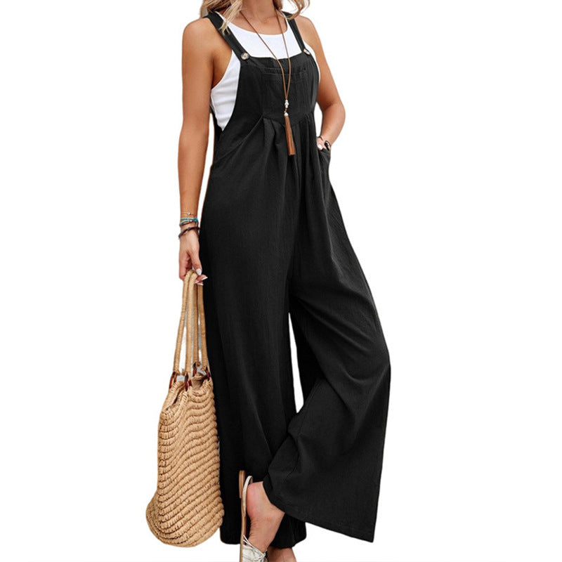 Dame bred overalls med afslappet snit og raffinerede detaljer Stilla