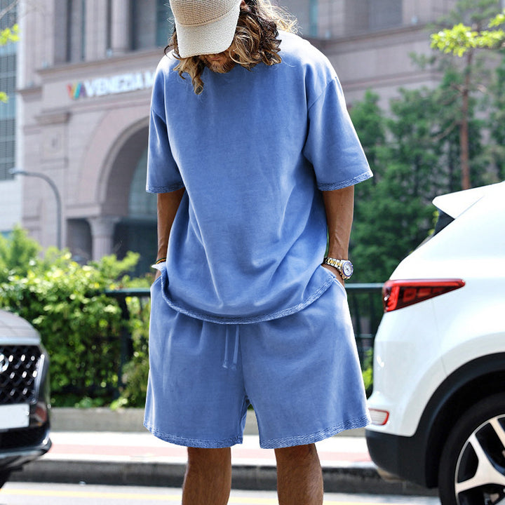 Herrer afslappet kortærmet T-shirt med behagelige sweatshorts Stilla