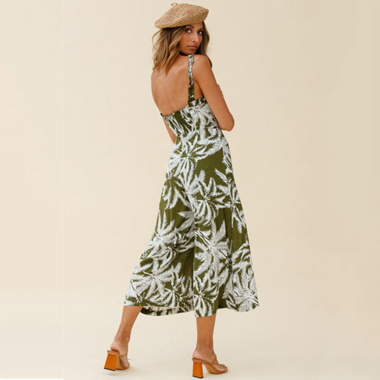 Dame sommerkjole med palme motiv Stilla