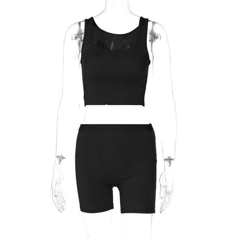 Dame Sporty Crop-Top og Shorts Sæt med struktureret Design Stilla