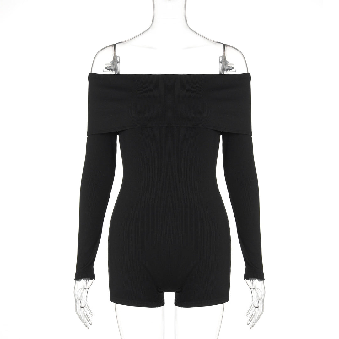 Dame Off-Shoulder Jumpsuit med lange ærmer og figursyet snit Stilla