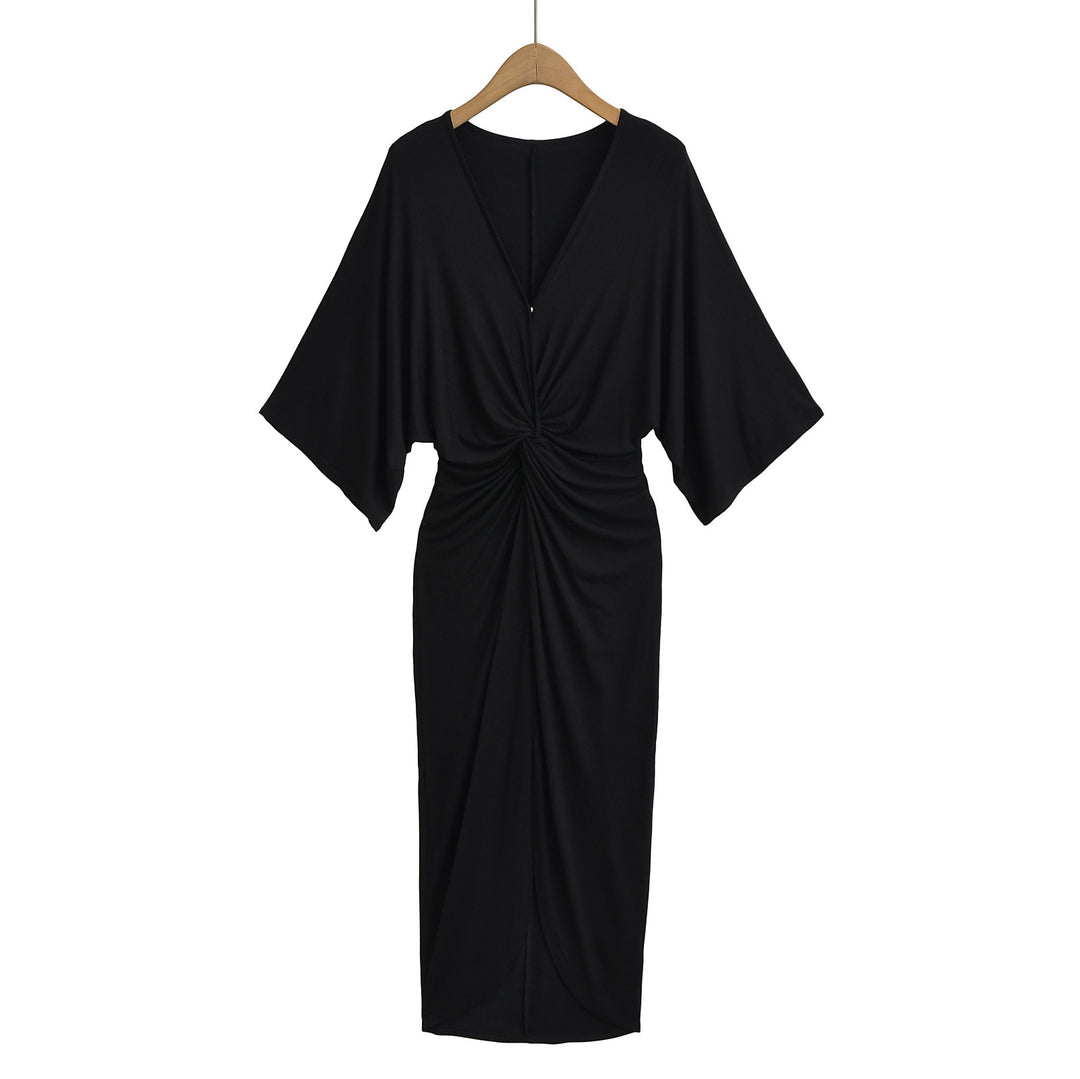 Damer elegant Midikjole med raffinerede draperinger og flatterende snit Stilla