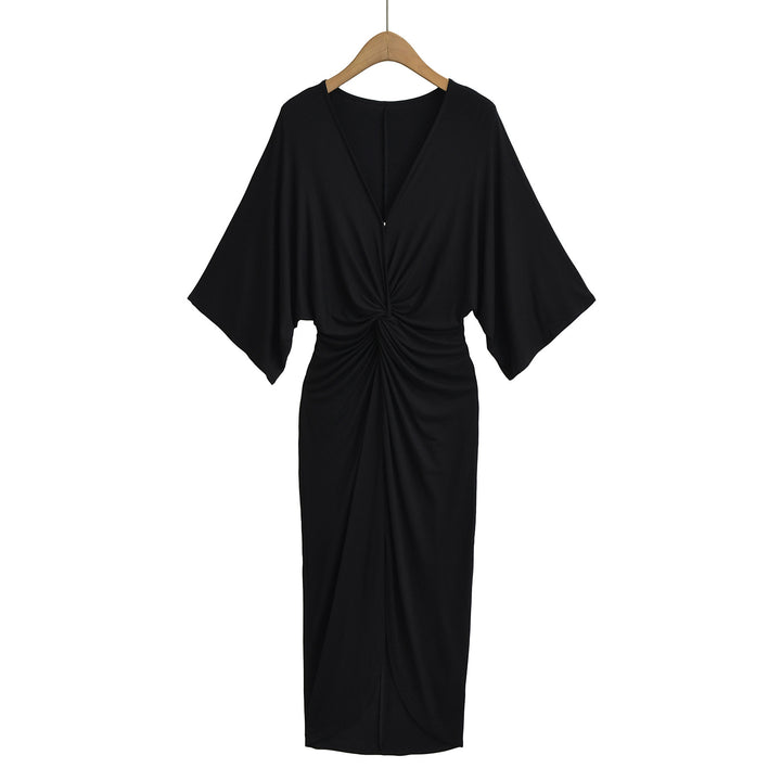 Damer elegant Midikjole med raffinerede draperinger og flatterende snit Stilla