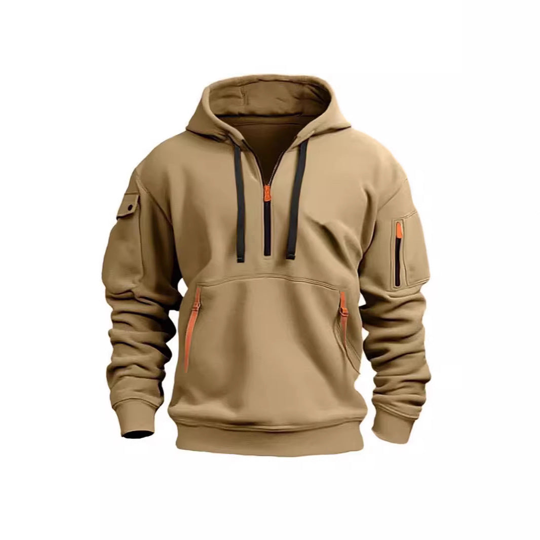 Kvindernes hætte sweatshirt med funktionelle lommer og moderne høj krave Skovae