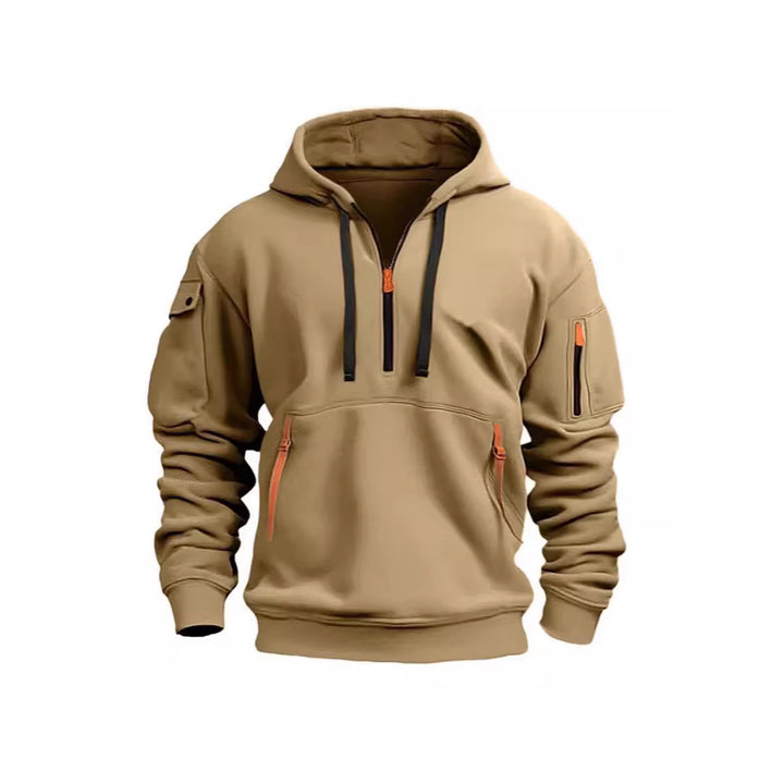 Kvindernes hætte sweatshirt med funktionelle lommer og moderne høj krave Skovae
