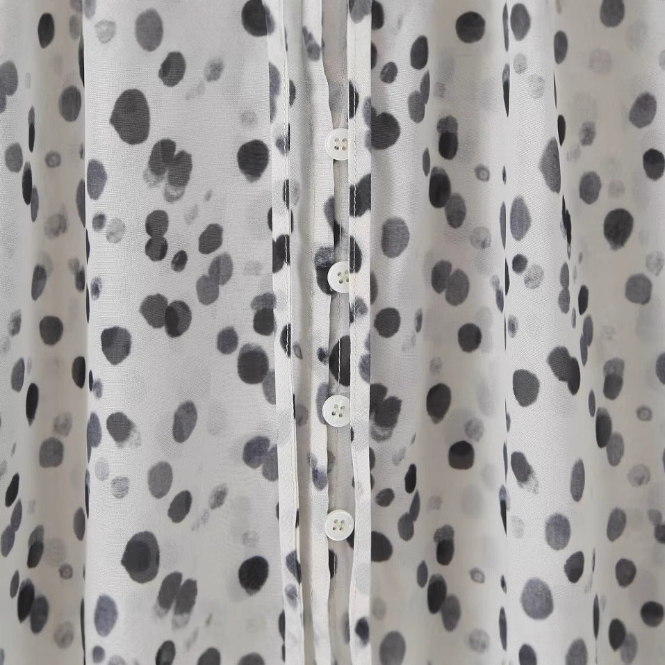 Dames elegant bluse med halvkant og luftige ærmer Stilla