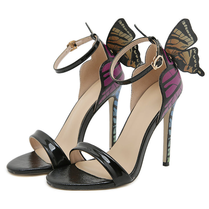 Dame High Heel Sandaler med bølgende design og glitrende applikationsdetalje Stilla