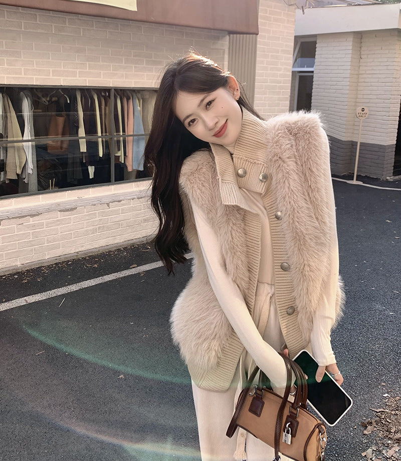 Femme Faux Fur Accentueret Lang Vest Stilla