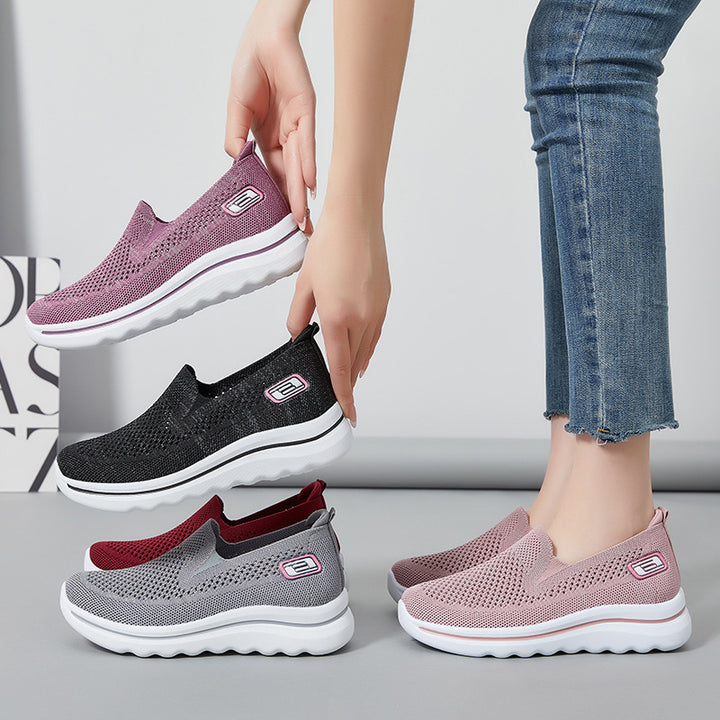 Dame komfortable slip-on sneakers med åndbart mesh-overflade og støddæmpende sål Stilla