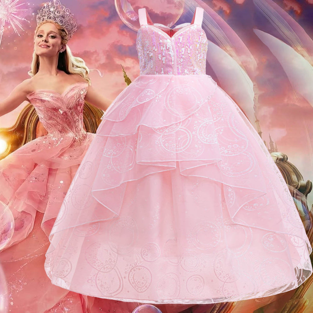 Glinda Cosplay Kjole – Rosa Prinsesse Ballkjole til Piger (Bryllup, Scene) Skovae