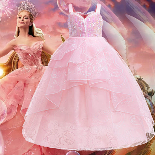 Glinda Cosplay Kjole – Rosa Prinsesse Ballkjole til Piger (Bryllup, Scene) Skovae