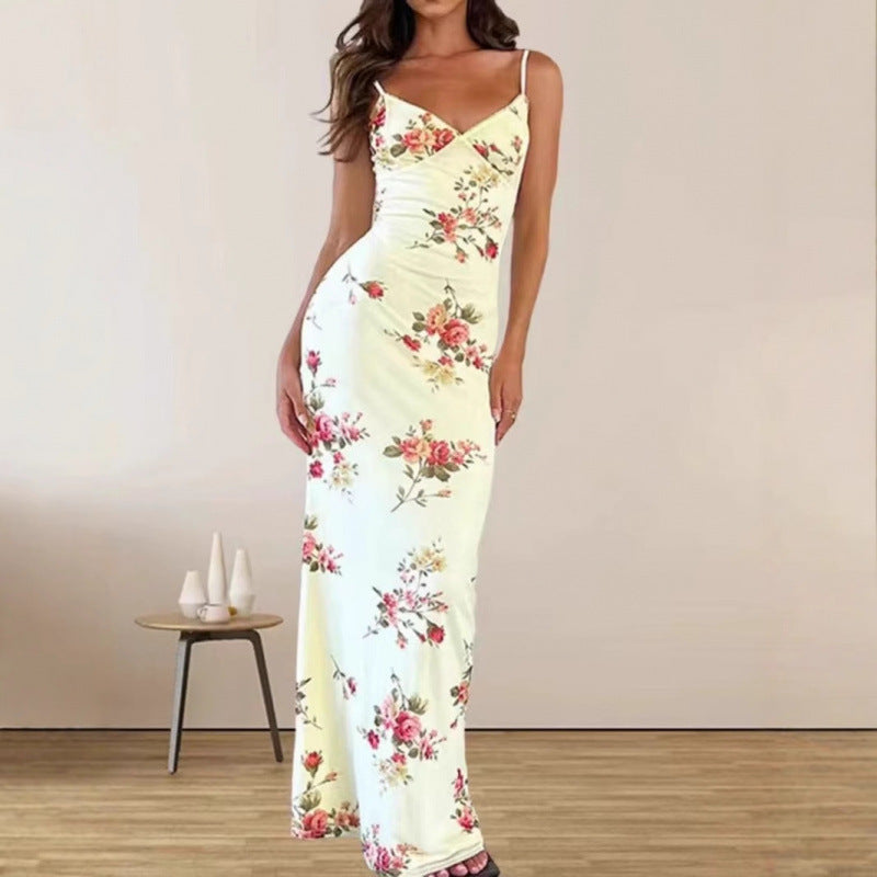 Kvinder Elegant Blomster Slip Maxi Kjole Stilla
