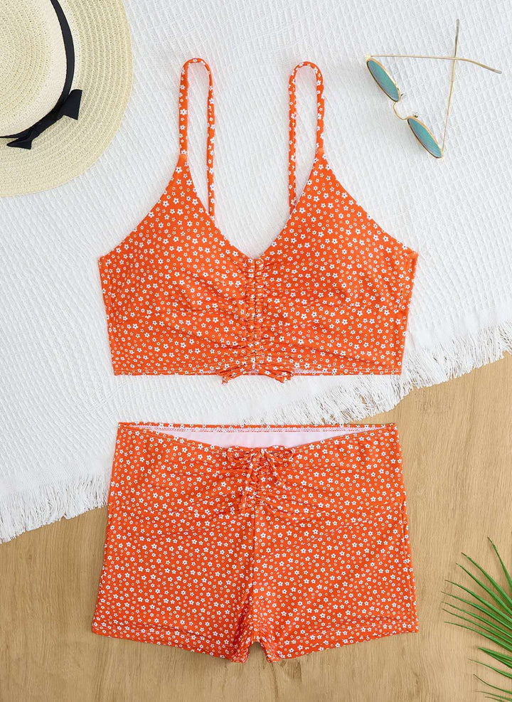 Dame bikini med blomstret flæse design og justerbare stropper Skovae