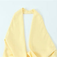 Dame halterneck-top med elegant indpakningsdesign og flydende stof Skovae