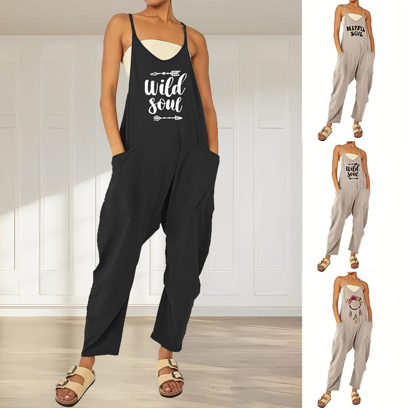 Dame Jumpsuit med Løs Pasform og Praktiske Lommer Skovae