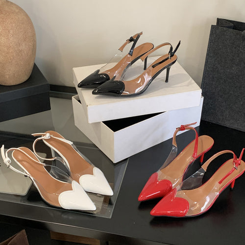 Dame Slingback Pumps med gennemsigtige indsätze og spidse tæer Stilla