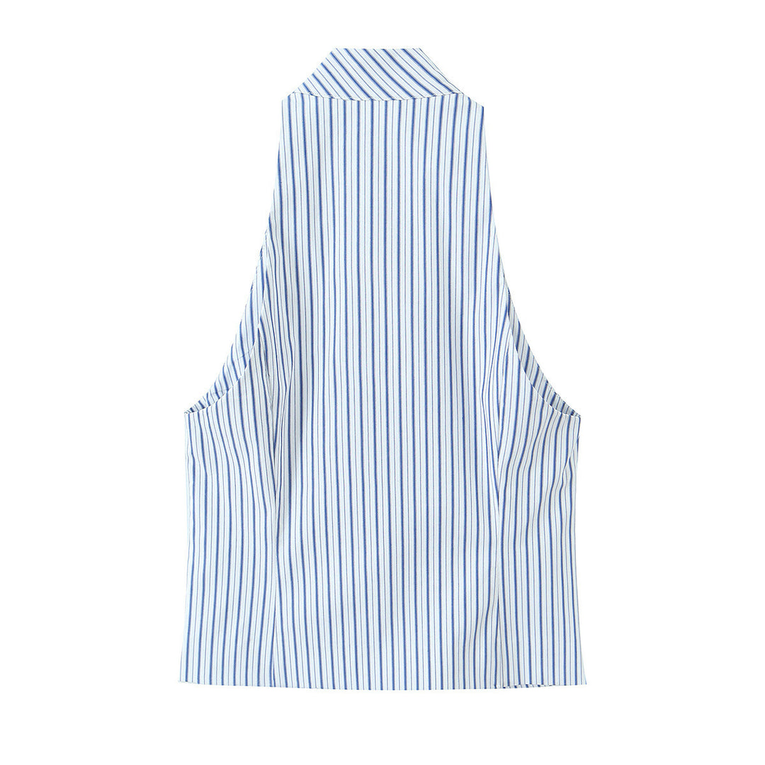 Dame elegante shorts med fint stribemønster og høj talje Skovae