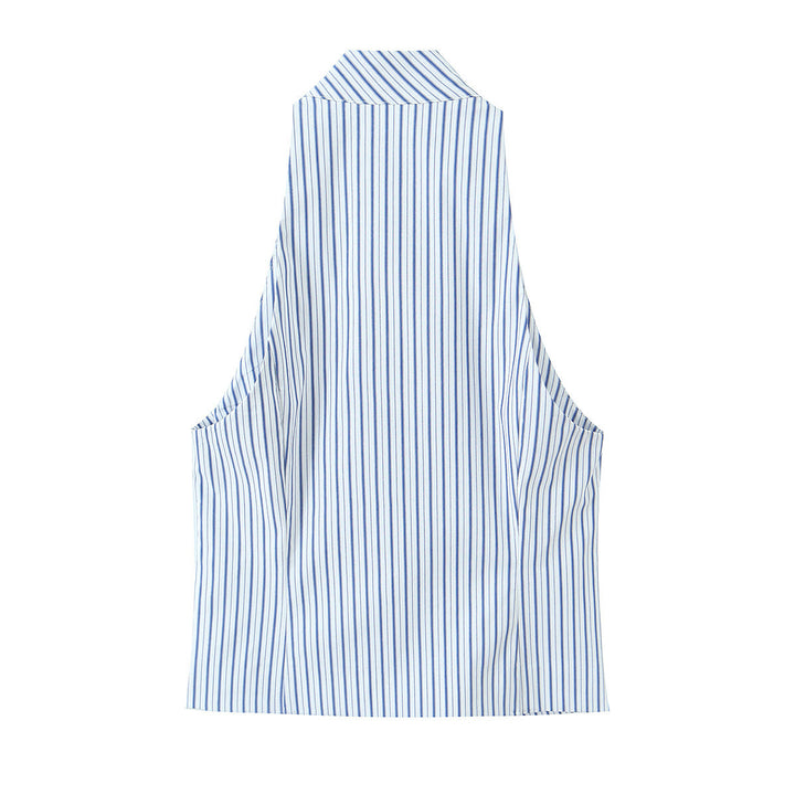Dame elegante shorts med fint stribemønster og høj talje Skovae