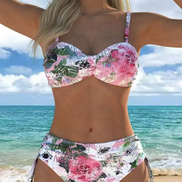 Dame bikini-sæt med smidig top og højtaljet bukser Skovae