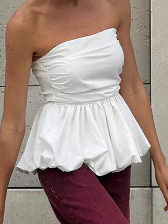 Dame Off-Shoulder Bluse med voluminøs kant Stilla