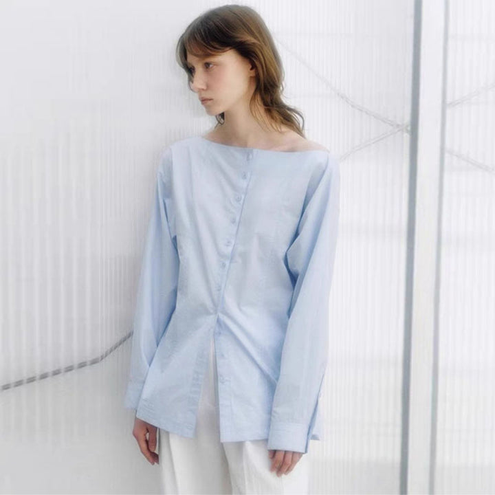 Dame elegant Button-Up Bluse med struktureret design og behagelig pasform Stilla