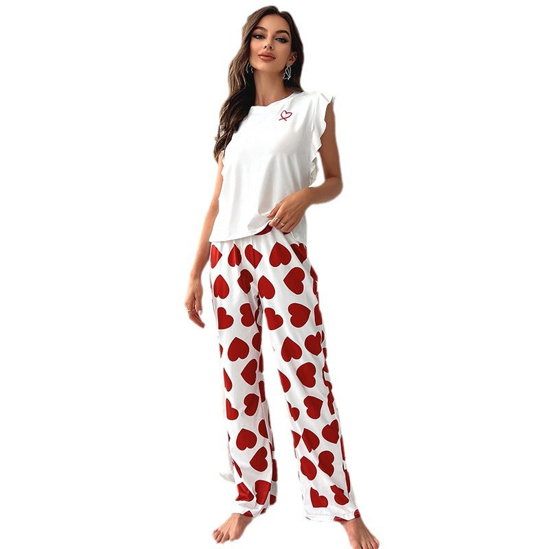 Dame Pyjamasæt med hjerteformet design og luftig pasform Stilla