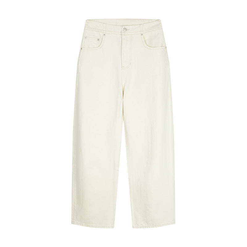 Dame brede high-waist jeans i en afslappet skæring med elegante folder Stilla