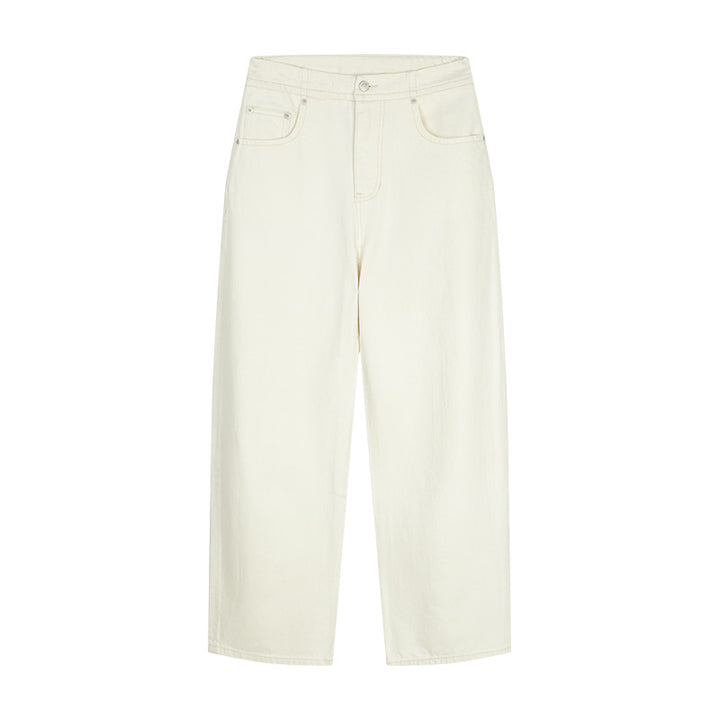 Dame brede high-waist jeans i en afslappet skæring med elegante folder Stilla