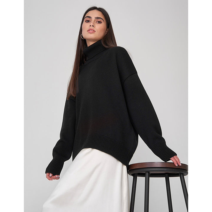 Dame Oversized Pullover med højstående krave Stilla