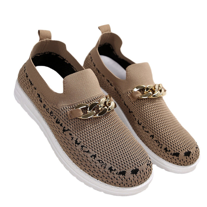 Dame Behagelige Slip-On Sneakers med fashionable Kæde-Detail Stilla