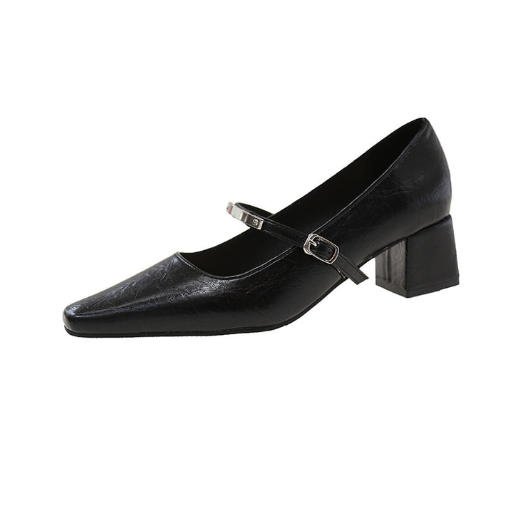 Dame elegante spidsede Mary Jane pumps med blokhæl design Stilla