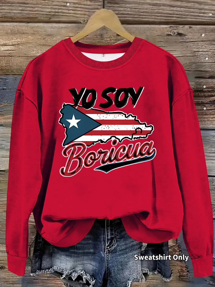 Kvinders sweatshirt med kreativ Puerto Rico design og afslappet pasform Stilla