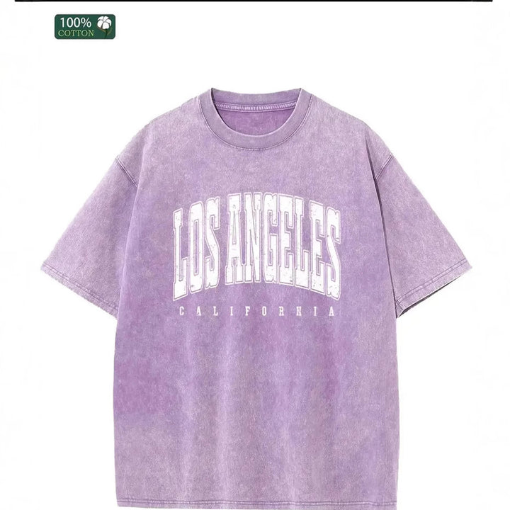 Dame Oversized T-shirt med Vintage Los Angeles Print og afslappet snit Stilla