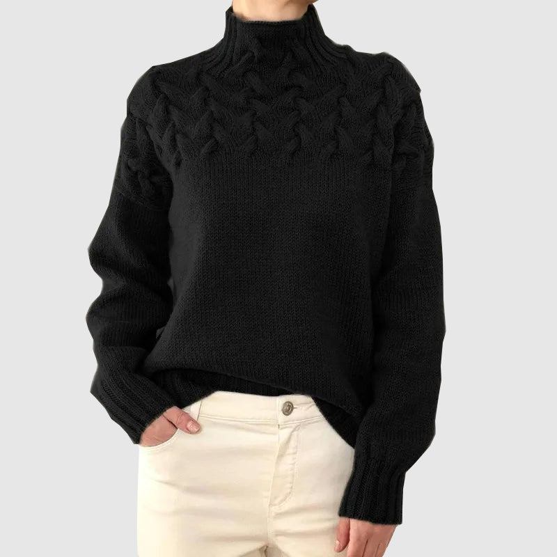 Stilla | Kabelstrik rullekrave sweater med lange ærmer