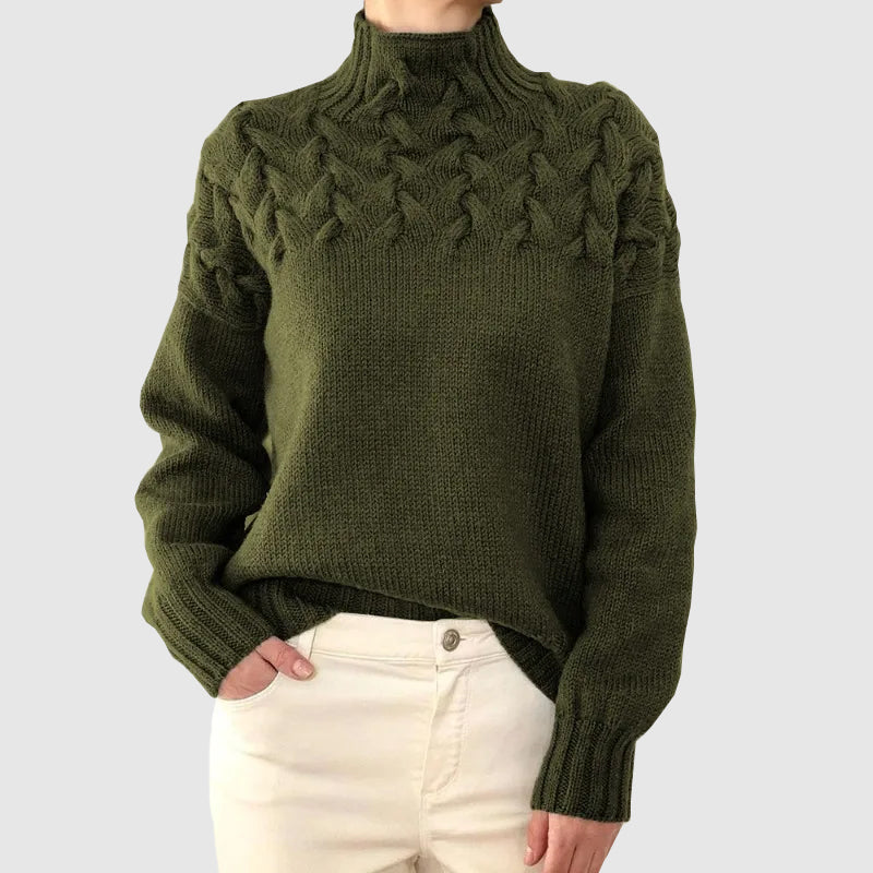 Stilla | Kabelstrik rullekrave sweater med lange ærmer