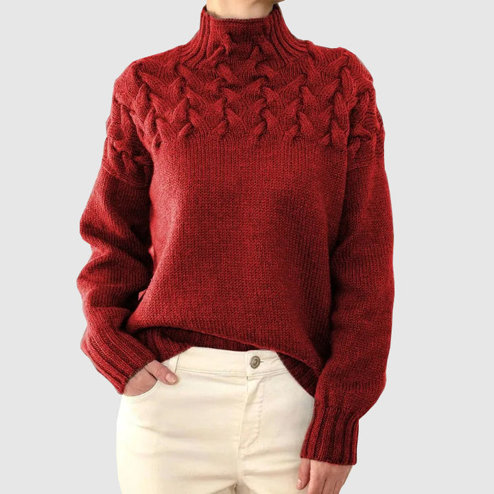 Stilla | Kabelstrik rullekrave sweater med lange ærmer