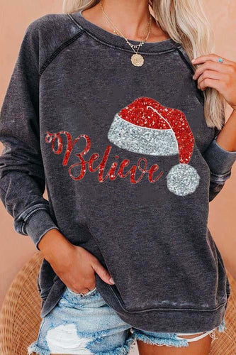 Stilla | Gråt Sweatshirt Damer Festlig Juletryk