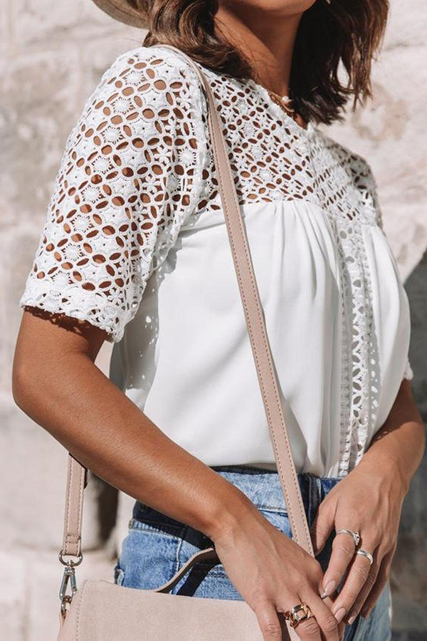 Stilla | Lace Hollow Patchwork Bluse