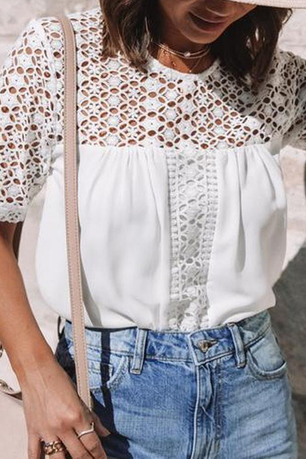 Stilla | Lace Hollow Patchwork Bluse
