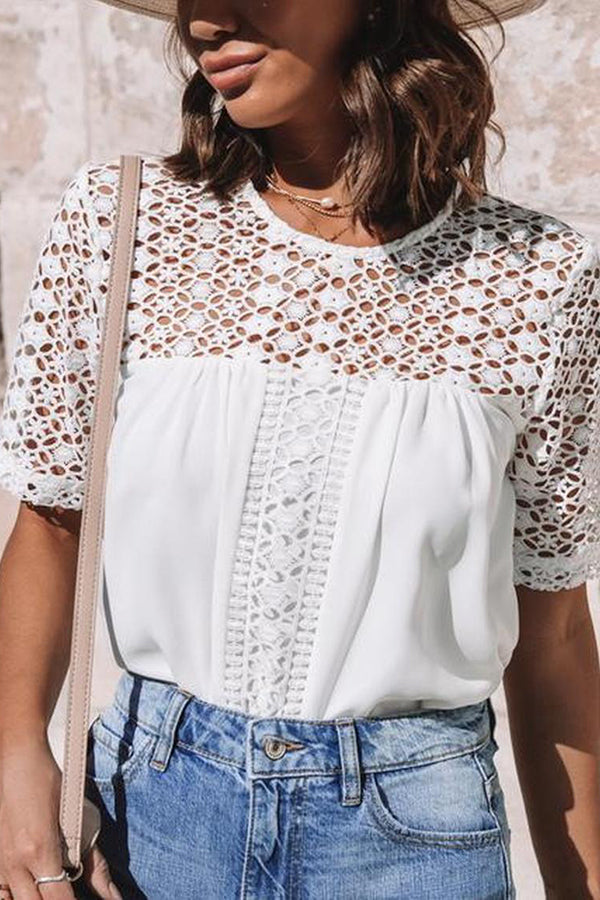 Stilla | Lace Hollow Patchwork Bluse