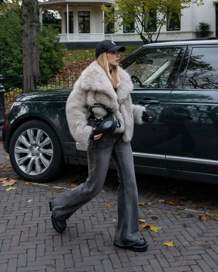 Stilla | Pelsfrakke Blødt Kunstpels Overstørrelse Elegant og Varm
