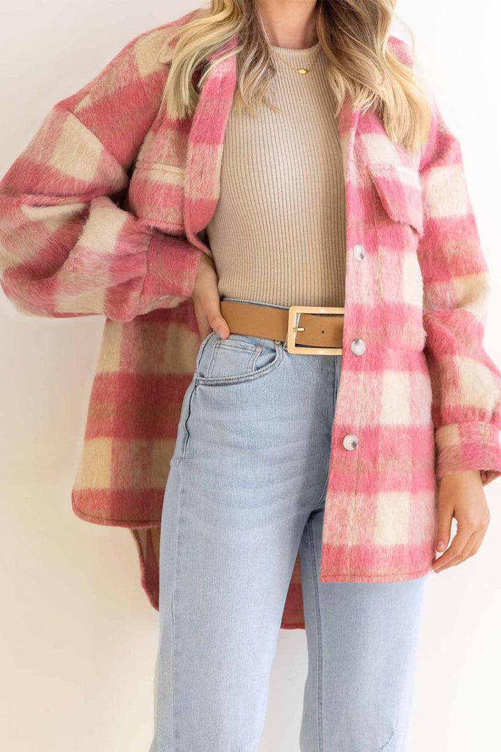 Stilla | Tjekket Mohair Frakke Med Knapper