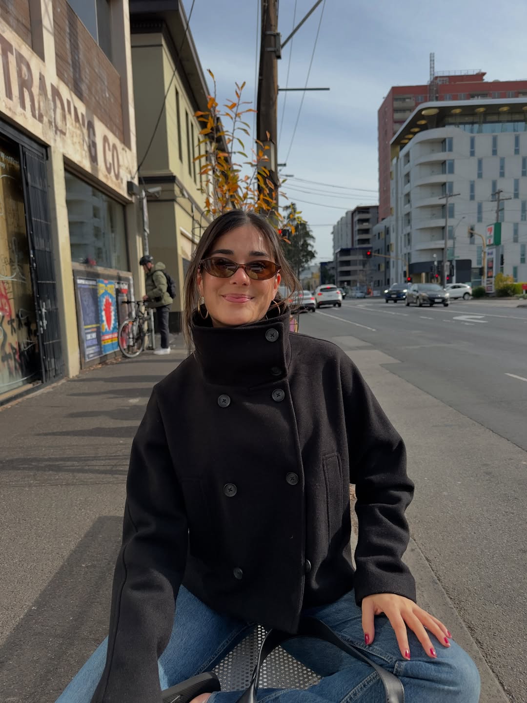 Stilla | Jakke Uldblanding Oversized Fit Ståkrave Dobbeltknap